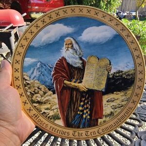 Moses Receives The Ten Commandments Ceramic Plate